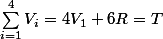 \sum_{i=1}^4 V_i=4V_1+6R=T